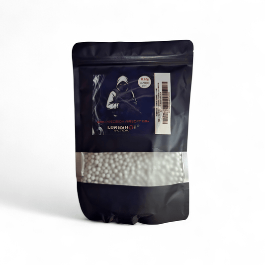 0.32g x 2000 Rounds Longshot Tactical Precision White Airsoft BBs 6mm - High Grade Ammo (640g)