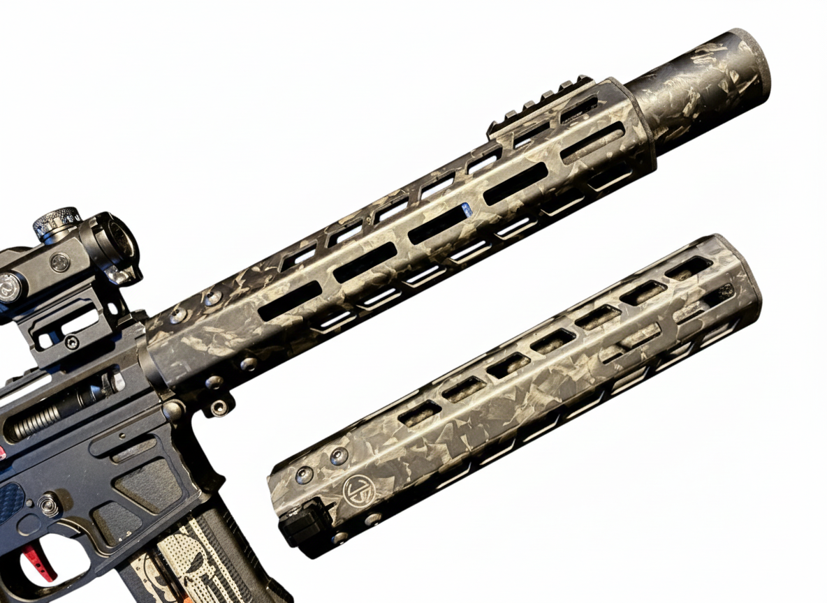 WOLVERINE MTW / HERETIC / AEG AND GBBR 50MM WIDE FORGED CARBON FIBRE / 3K HANDGUARD 7" AND 10"