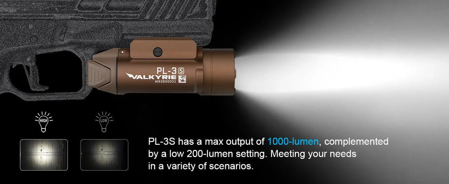 Olight PL-3S Valkyrie Rail Mountable LED Torch - Tan