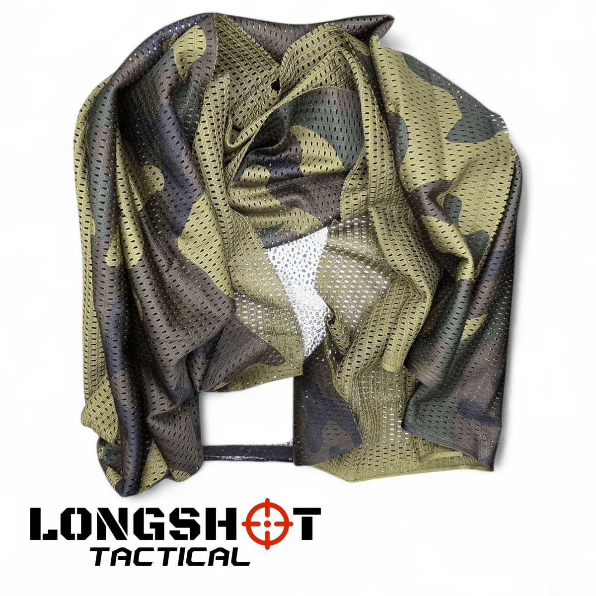 Camo Mesh Scrim Tactical Neck Scarf - Lightweight Hunting & Airsoft Scarf