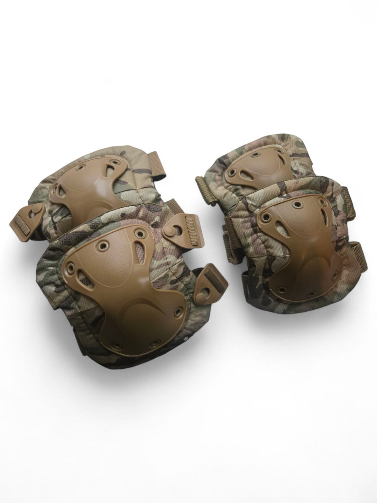 Tactical Knee Pads and Elbow Pads set with free bag - Multi Terrain Camo - Skating. Airsoft. BMX.